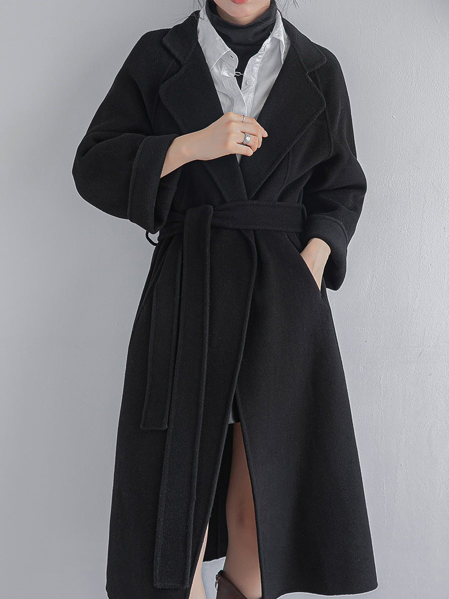 2025 New Women's Double - sided Cashmere Coat, Knee - length Loose Woolen Jacket, High - end Elegance - 幽兹