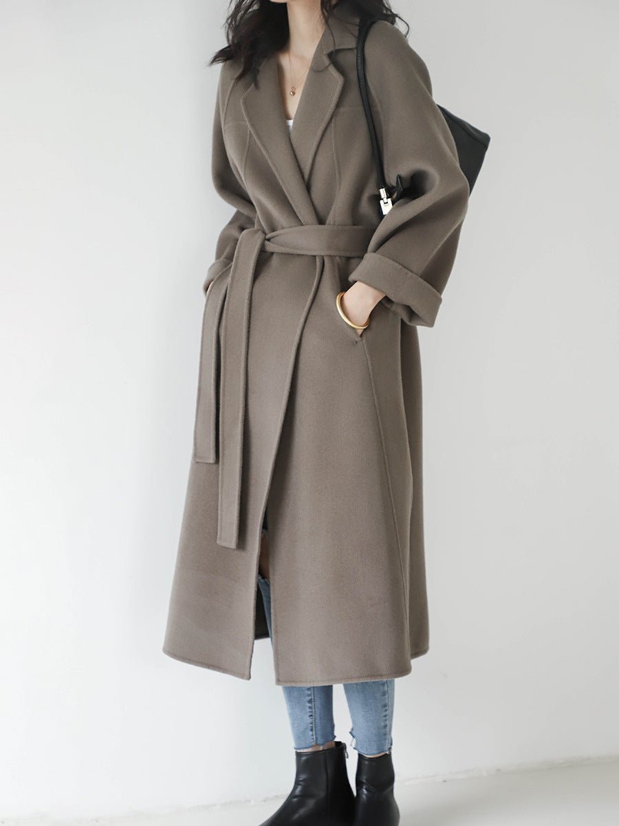 2025 New Women's Double - sided Cashmere Coat, Knee - length Loose Woolen Jacket, High - end Elegance - 幽兹