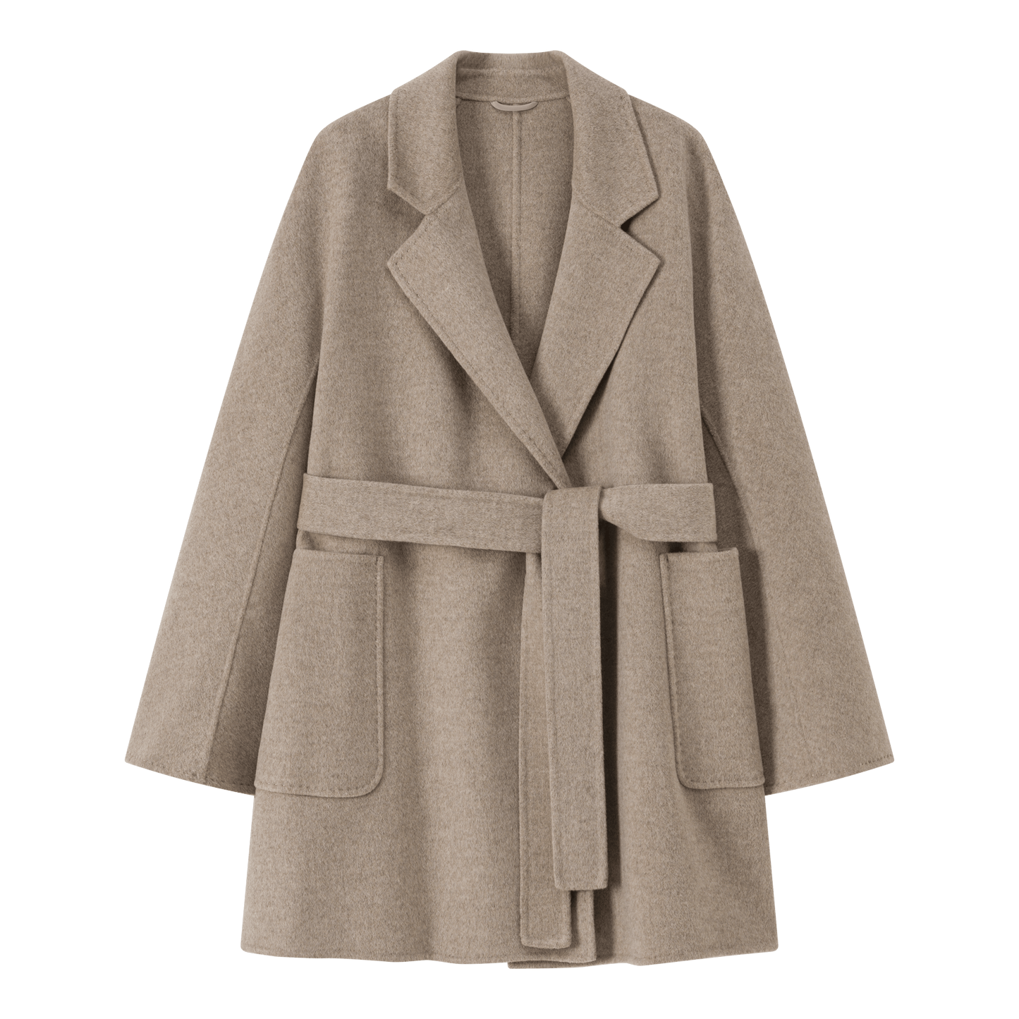 Women's Khaki Mid - length Robe - style Double - faced Wool Coat | Petite - Friendly, High - end Elegance - 幽兹