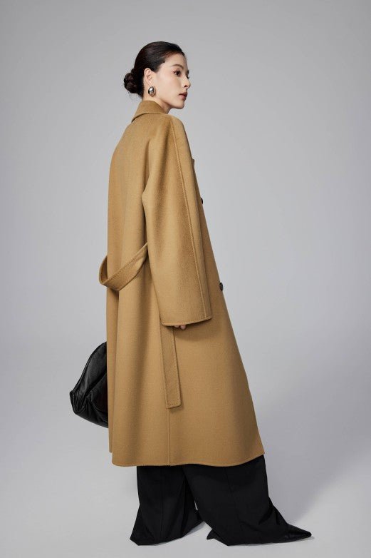 Max801 Camel Double - faced Cashmere Coat | Autumn/Winter Long Double - breasted Woolen Jacket - 幽兹