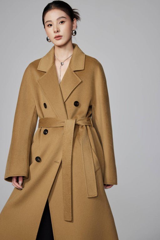 Max801 Camel Double - faced Cashmere Coat | Autumn/Winter Long Double - breasted Woolen Jacket - 幽兹