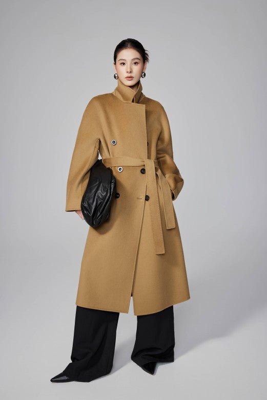 Max801 Camel Double - faced Cashmere Coat | Autumn/Winter Long Double - breasted Woolen Jacket - 幽兹