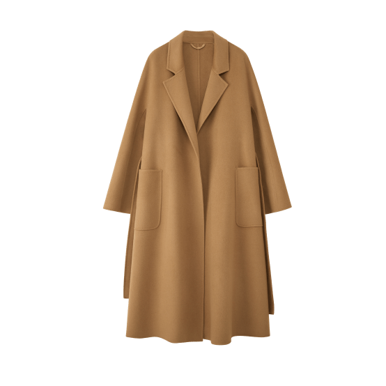 Women's Camel M Labbro Robe - Style Double - faced Cashmere Coat | Long Belted Woolen Jacket - 幽兹