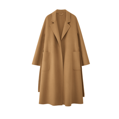 Women's Camel M Labbro Robe - Style Double - faced Cashmere Coat | Long Belted Woolen Jacket - 幽兹