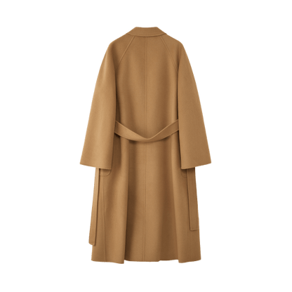 Women's Camel M Labbro Robe - Style Double - faced Cashmere Coat | Long Belted Woolen Jacket - 幽兹