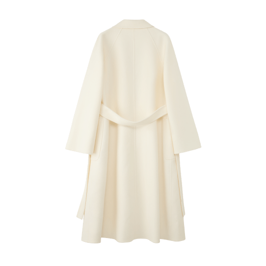 Women's White M Labbro Robe - Style Double - faced Cashmere Coat | Long Belted Woolen Jacket - 幽兹