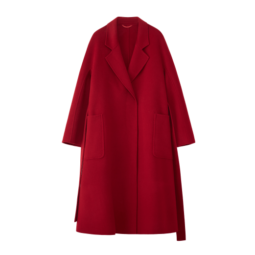 Women's Red M Labbro Robe - Style Double - faced Cashmere Coat | Long Belted Woolen Jacket - 幽兹
