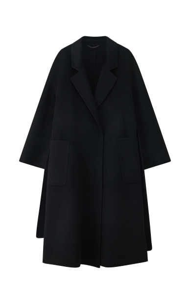 Women's Black M Labbro Robe - Style Double - faced Cashmere Coat | Long Belted Woolen Jacket - 幽兹