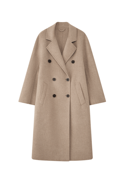 Max801 Khaki Double - faced Cashmere Coat | 2024 Autumn/Winter Long Double - breasted Woolen Jacket - 幽兹
