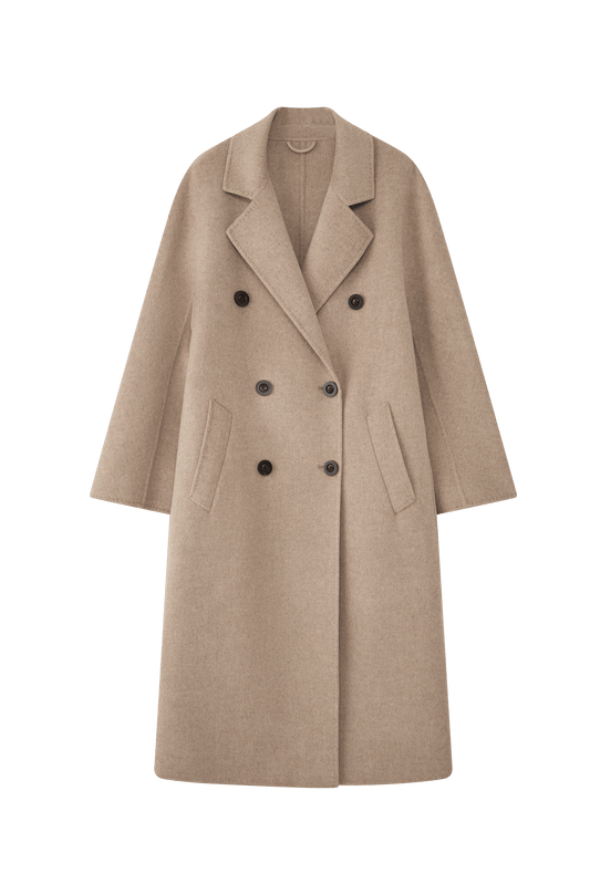 Max801 Khaki Double - faced Cashmere Coat | 2024 Autumn/Winter Long Double - breasted Woolen Jacket - 幽兹