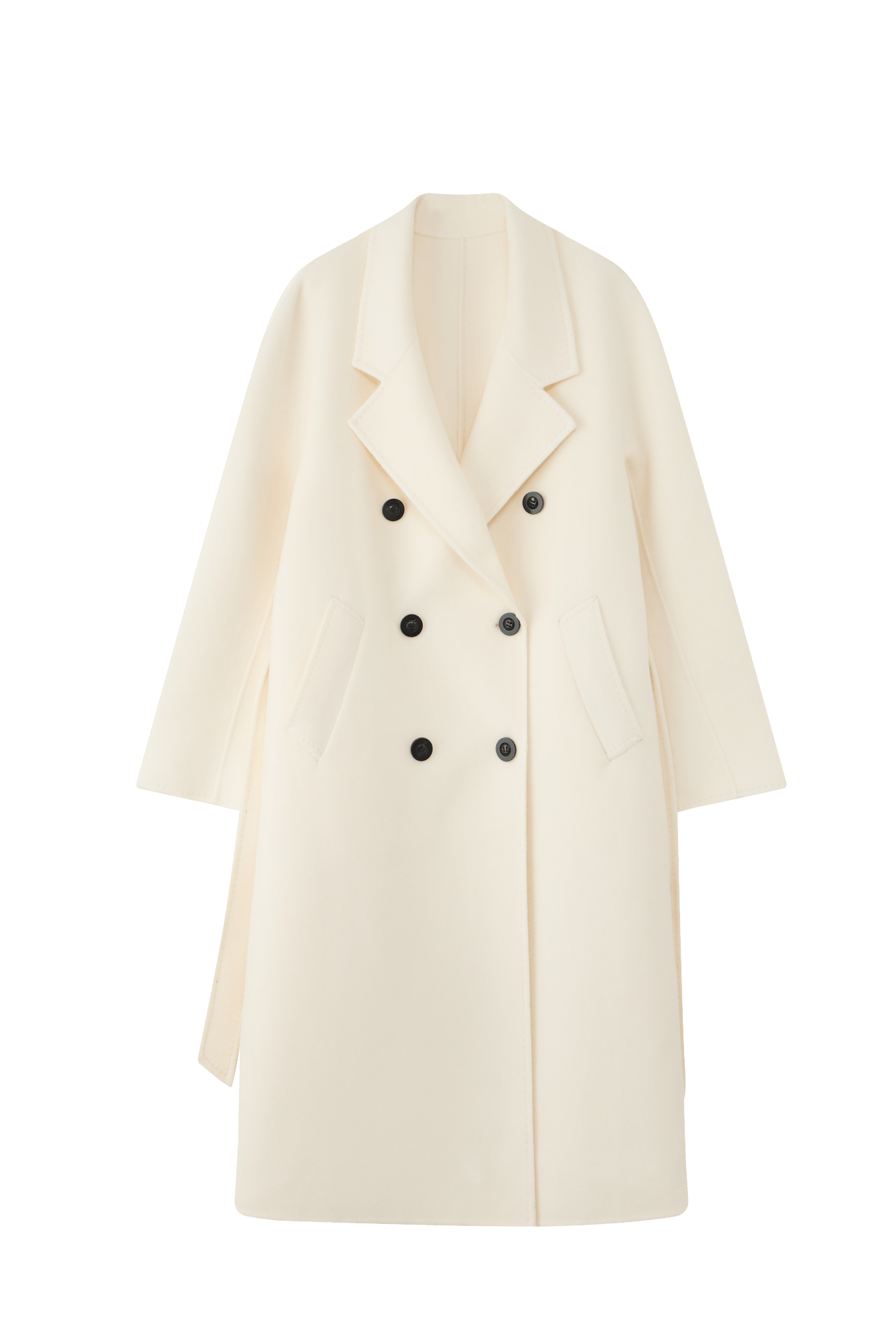 Max801 White Double - faced Cashmere Coat | Autumn/Winter Long Double - breasted Woolen Jacket - 幽兹