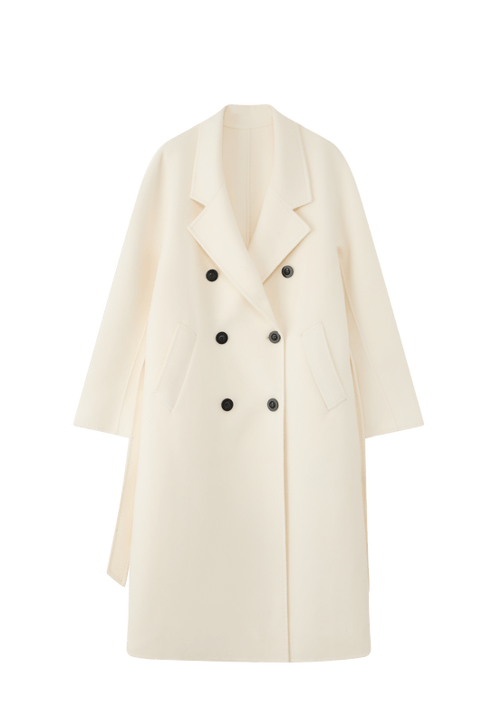 Max801 White Double - faced Cashmere Coat | Autumn/Winter Long Double - breasted Woolen Jacket - 幽兹