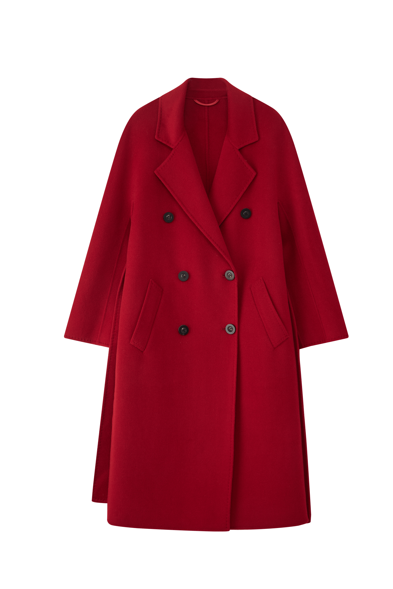 Max801 Red Double - faced Cashmere Coat | Autumn/Winter Long Double - breasted Woolen Jacket - 幽兹