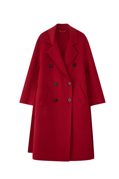 Max801 Red Double - faced Cashmere Coat | Autumn/Winter Long Double - breasted Woolen Jacket - 幽兹