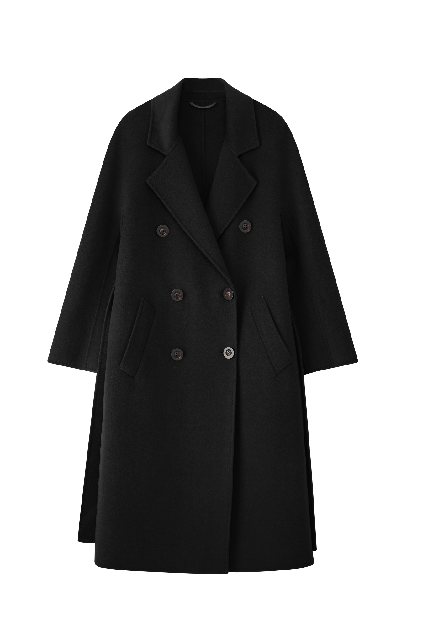 Max801 Black Double - faced Cashmere Coat | Autumn/Winter Long Double - breasted Woolen Jacket - 幽兹