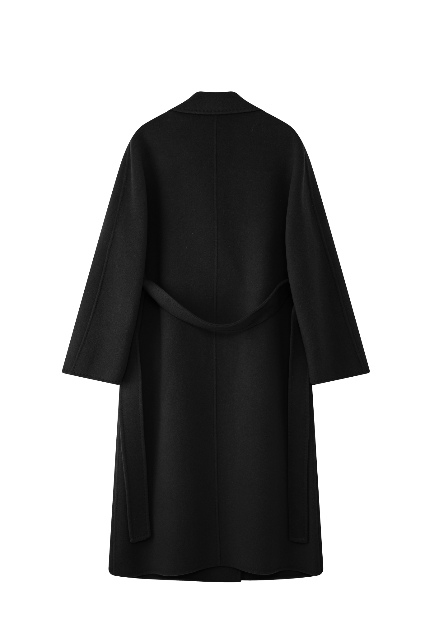 Max801 Black Double - faced Cashmere Coat | Autumn/Winter Long Double - breasted Woolen Jacket - 幽兹