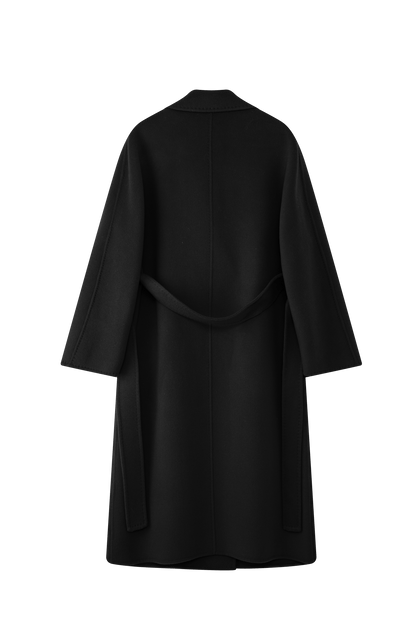 Max801 Black Double - faced Cashmere Coat | Autumn/Winter Long Double - breasted Woolen Jacket - 幽兹