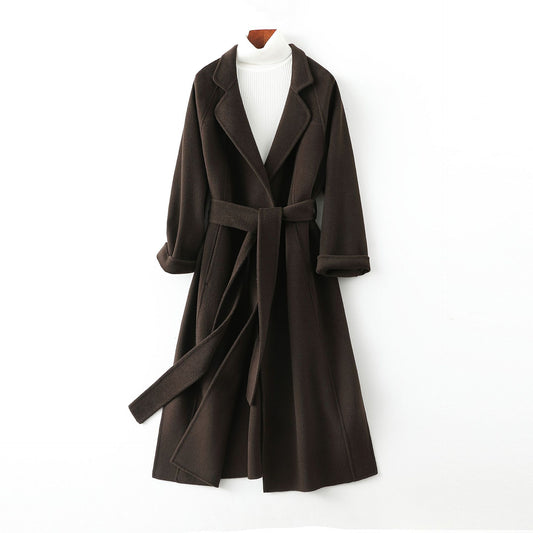 2025 New Women's Double - sided Cashmere Coat, Knee - length Loose Woolen Jacket, High - end Elegance - 幽兹