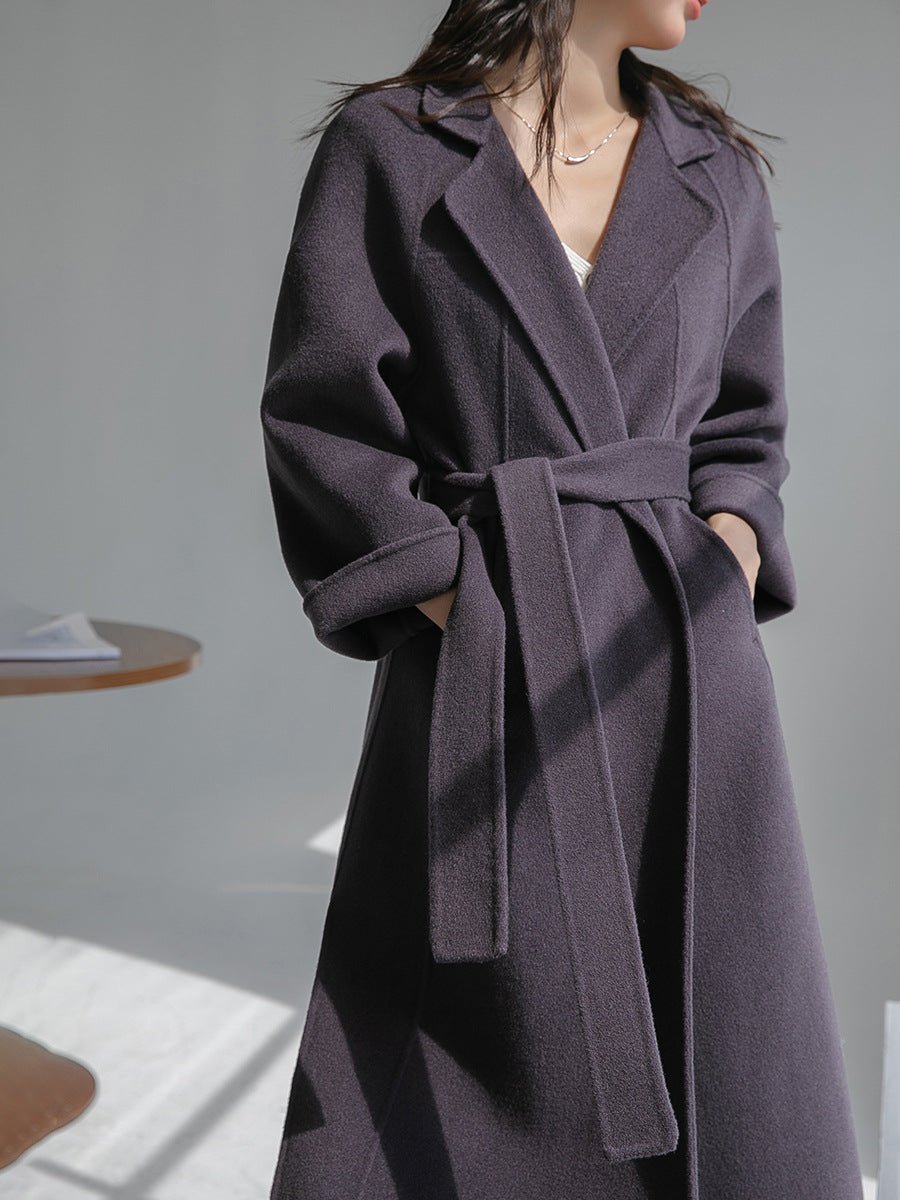 2025 New Women's Double - sided Cashmere Coat, Knee - length Loose Woolen Jacket, High - end Elegance - 幽兹