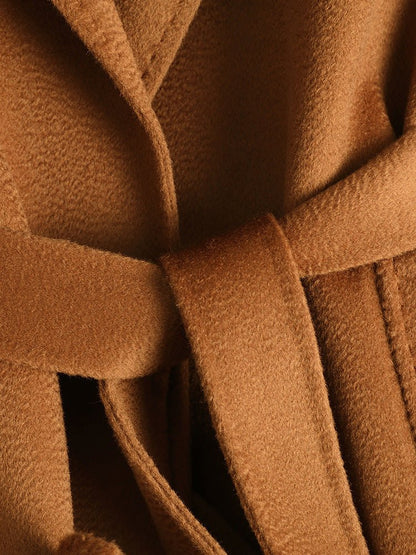 2025 New Women's Double - faced Wool Coat | Water - wave Pattern, Knee - length - 幽兹