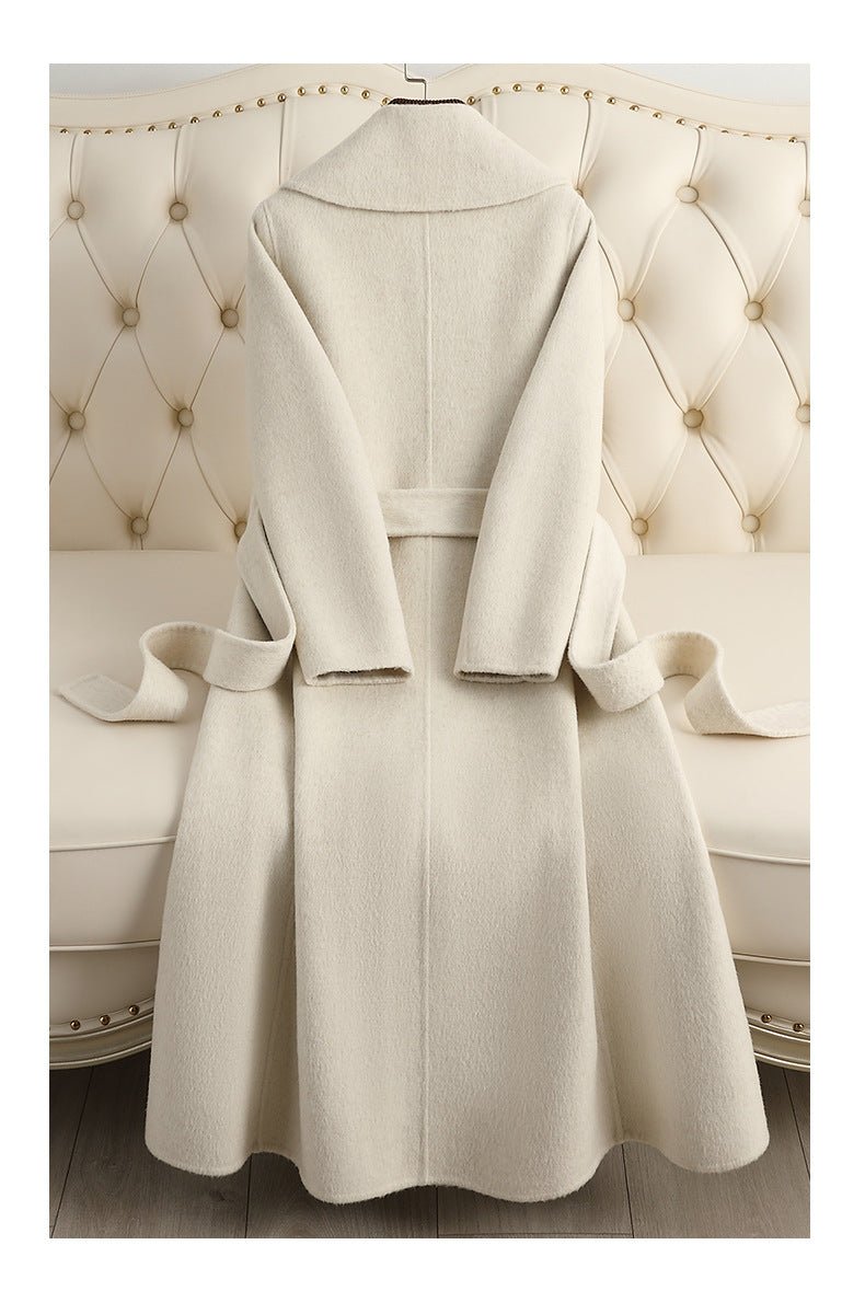 Women's Candy - colored Double - faced Wool Coat | Belted Long Trench Style - 幽兹