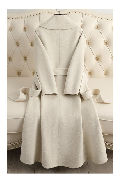 Women's Candy - colored Double - faced Wool Coat | Belted Long Trench Style - 幽兹