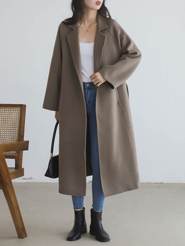 2025 New Women's Double - sided Cashmere Coat, Knee - length Loose Woolen Jacket, High - end Elegance - 幽兹
