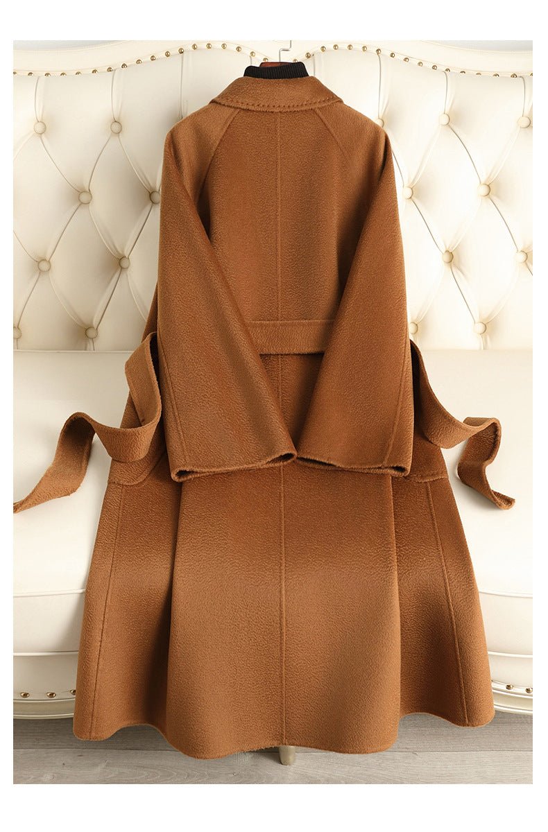 2025 New Women's Double - faced Wool Coat | Water - wave Pattern, Knee - length - 幽兹