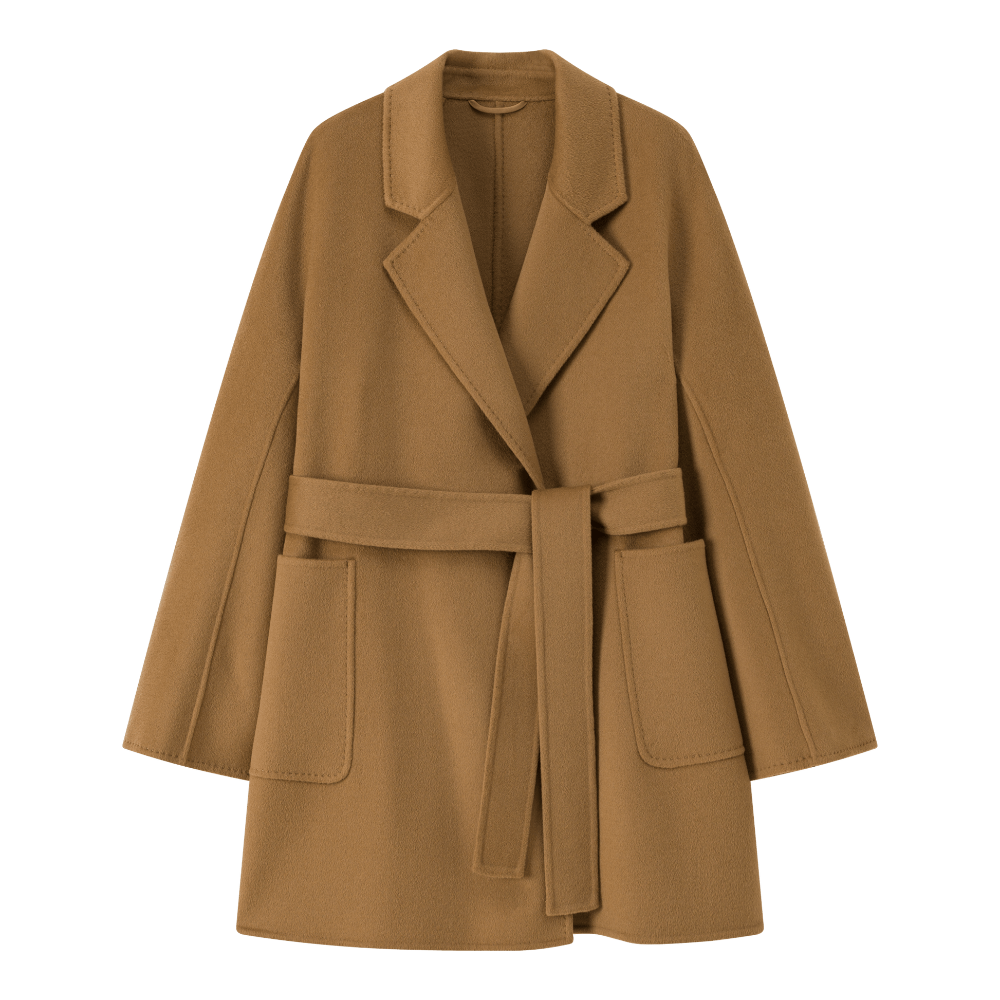 Women's Camel Mid - length Robe - style Double - faced Wool Coat | Petite - Friendly, High - end Elegance - 幽兹