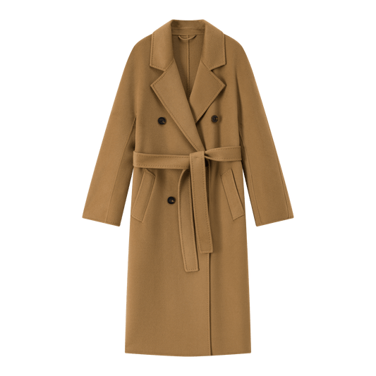 Max801 Camel Double - faced Cashmere Coat | Autumn/Winter Long Double - breasted Woolen Jacket - 幽兹